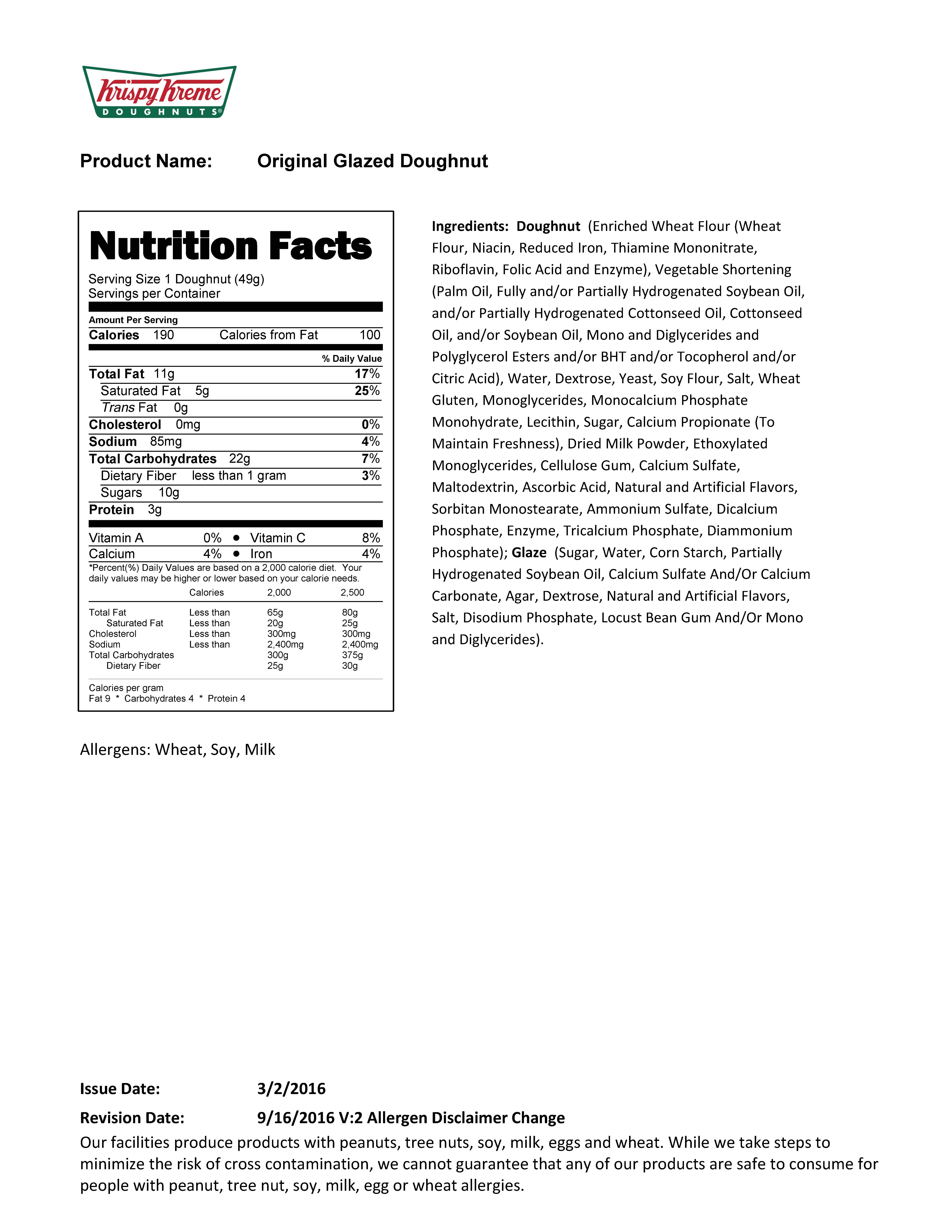 Krispy Kreme Original Glazed Doughnuts Glazed Doughnut with regard to Stylish  nutrition facts krispy kreme pertaining to Cozy